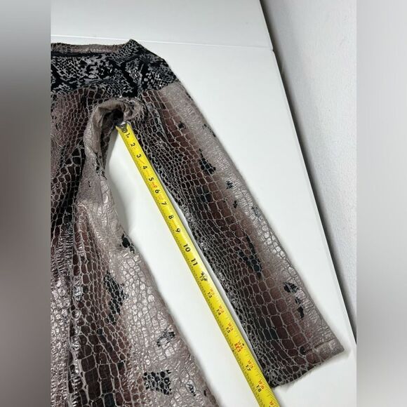 Gusto Barcelona Bohemian Vegan Leather Mini Dress Brown Gray Long Sleeve Size S - Picture 12 of 14